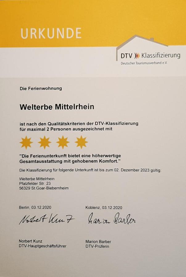 Apartmán Welterbe Mittelrhein Biebernheim Exteriér fotografie